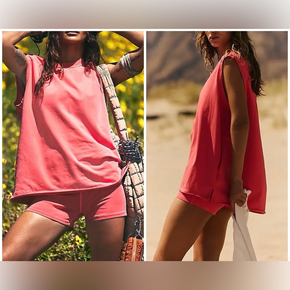 FP Movement by Free People Coral Sleeveless Tank Top and shorts SET! NWT